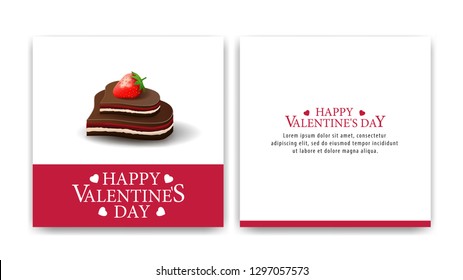 Valentine's day greeting white card with a gift and strawberries