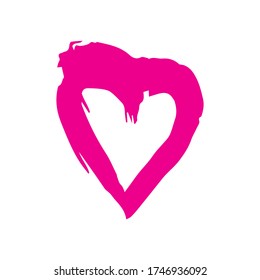Valentine's Day Greetings Card design paint stain scandinavian style pink heart isolated on white background. simple art trend of the season. Abstract template frame for your text, copy space. Vector 