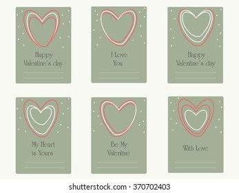 Valentine's day greetings cards with hearts. Wedding  Vector illustration