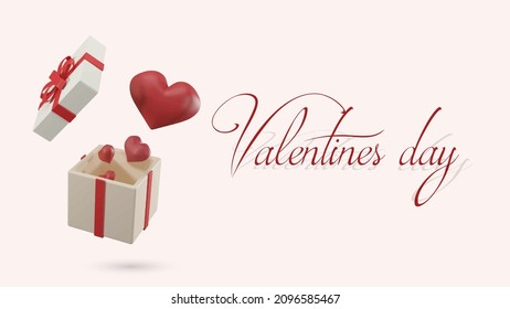 Valentines day greetings card.Valentine's day design.Realistic gifts boxes.Holiday banner,web poster,flyer,stylish brochure greeting card,over.Romantic background.Space for your text.Love background
