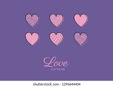 Valentine's Day greetings with hearts. Vector