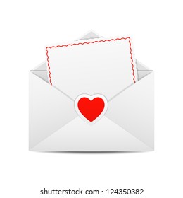 Valentine's Day Greetings. Valentine in the open envelope. Vector illustration.