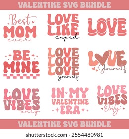 Valentines Day Groovy T-Shirt Design Bundle 