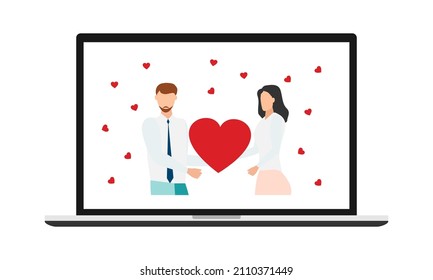 Valentine's Day. Group of smiling people holding hearts. Love. Vector of love and volunteering.