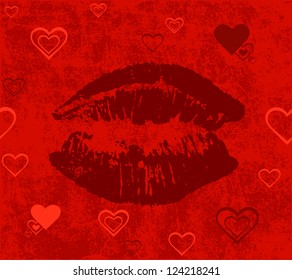 Valentine's Day Grunge red card. Vector