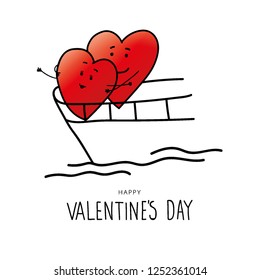Valentine's Day Hand draw vector with funny hearts