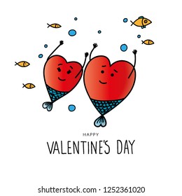 Valentine's Day Hand draw vector with funny hearts