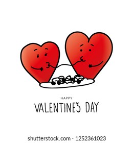 Valentine's Day Hand draw vector with funny hearts