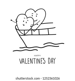 Valentine's Day Hand draw vector with funny hearts