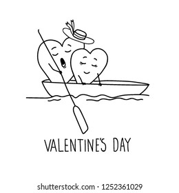 Valentine's Day Hand draw vector with funny hearts