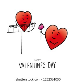 Valentine's Day Hand draw vector with funny hearts