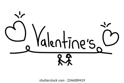 valentines day hand drawing design vector