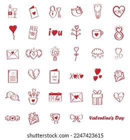 Valentines Day Hand Drawing Element Collection