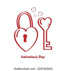 Clave de dibujo manual y elemento de bloqueo de San Valentín