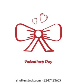Valentines Day Hand Drawing Ribbon Element