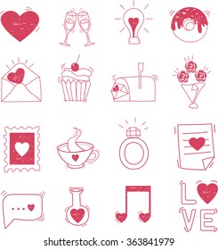 Valentines Day Hand drawing set