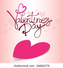 Valentines Day Hand Drawing Vector Lettering design.