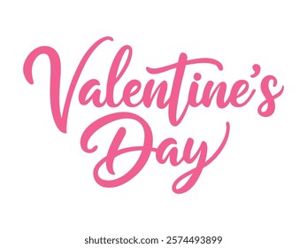 ''Valentines Day'' hand drawn with brush. With heart.Calligraphic inscriptions on white background, vector illustration.