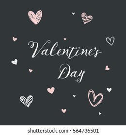 Valentine's day. Hand drawn brush lettering. Lettering for your designs: posters, invitations, cards, etc. Vector illustration.