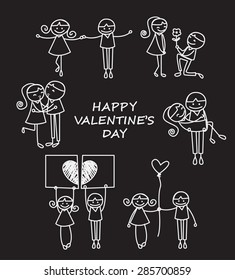 Valentine's Day Hand Drawn Concept. Vector Illustration EPS10