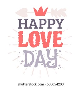 Valentine's day hand drawn greeting card. Isolated vector illustration