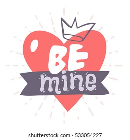 Valentine's day hand drawn greeting card. Isolated vector illustration