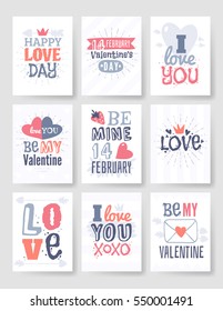 Valentine's day hand drawn greeting card. Isolated vector illustration.