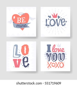 Valentine's day hand drawn greeting card. Isolated vector illustration