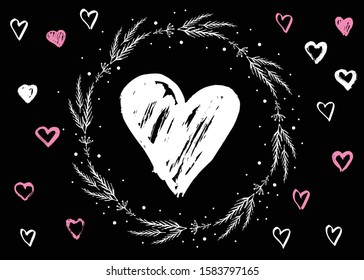 Valentine's day hand drawn. Grunge heart. 