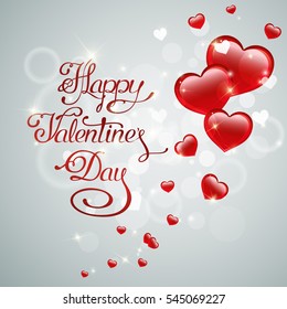 Valentines day hand drawn lettering. Vector Illustration and background