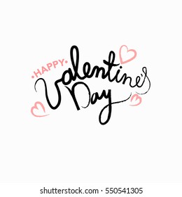  Valentines Day hand drawn lettering. Design card. Greeting card. Vector illustration