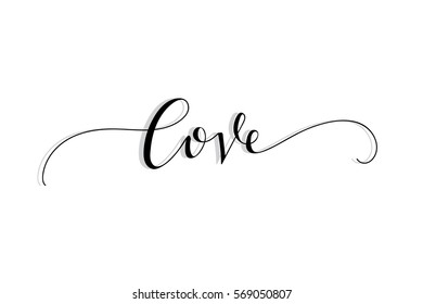 Valentine`s Day  hand drawn Lettering Design Set Vector illustration.