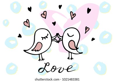 Valentines day hand drawn romantic doodle collection. Calligraphy and illustration vector set. Valentines symbols. Design for prints, cards and coloring page.