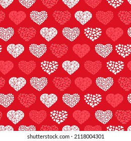 Valentine's Day hand drawn seamless pattern of cute hearts. Colorful romantic doodle sketch vector. Decorative illustration for greeting card, wallpaper, wrapping paper, fabric