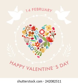 Valentine's Day hand drawn set vintage style vector design elements