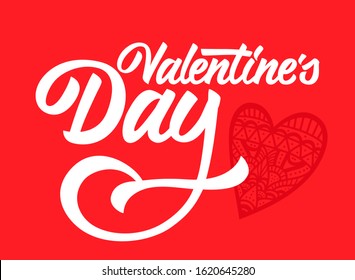 Valentines Day hand drawn vector lettering. Romantic handwritten phrase. Vector holiday greeting design elements for cards, t shirts and posters.
