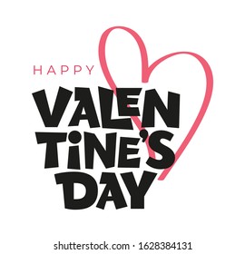 Valentines Day hand drawn vector lettering. Romantic handwritten phrase. Vector holiday greeting design elements for cards, t shirts and posters.