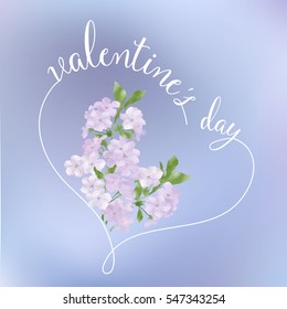 Valentine's day - hand drawn vector design with watercolor branch of cherry blossoms . Logos and emblems for invitation, greeting card, prints and posters