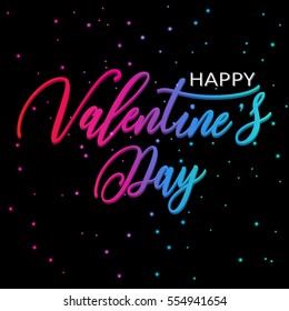 Valentine's day - hand drawn vector design with gold letters on black background. Logos and emblems for invitation, greeting card, prints and posters