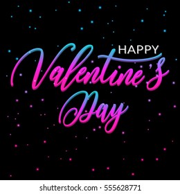 Valentine's day - hand drawn vector design with letters on black background. Logos and emblems for invitation, greeting card, prints and posters