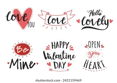 Valentine's Day Hand Lettered Text Set