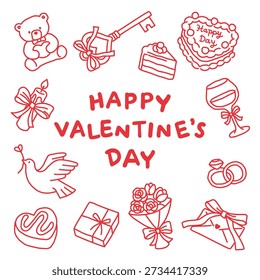 Valentine's day hand-drawn elements set, Romantic love symbols, Cute handwriting
