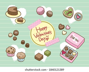 Valentine's day hand-drawn illustration set