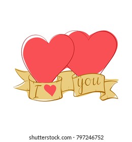 Valentines day handlettering card. Vector illustration isolated on a white background.