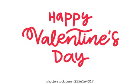 Valentine's Day handwritten calligraphy on white background , Flat Modern design , illustration Vector EPS 10