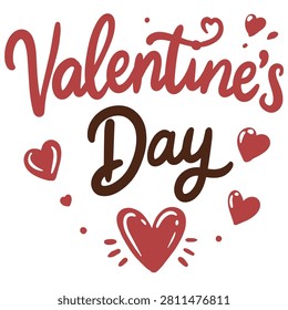 Valentine's Day Handwritten Text with Hearts