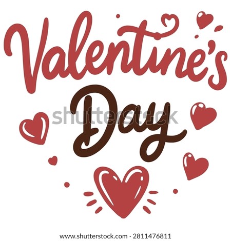 Valentine's Day Handwritten Text with Hearts