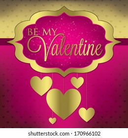 Valentine's Day hanging heart card in vector format.