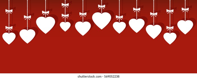 Valentines day hanging ornaments with shadow