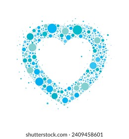 Valentine's Day. Happy Valentine's Day. Heart Frame Postcards consisting of tiny blue polka dots.